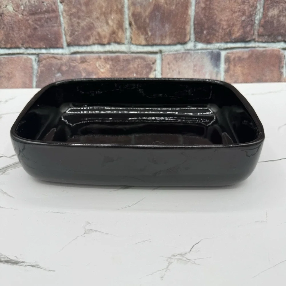 Vintage Haeger USA‎ Black Ebony 3832 Rectangle Pottery Serving Dish MCM